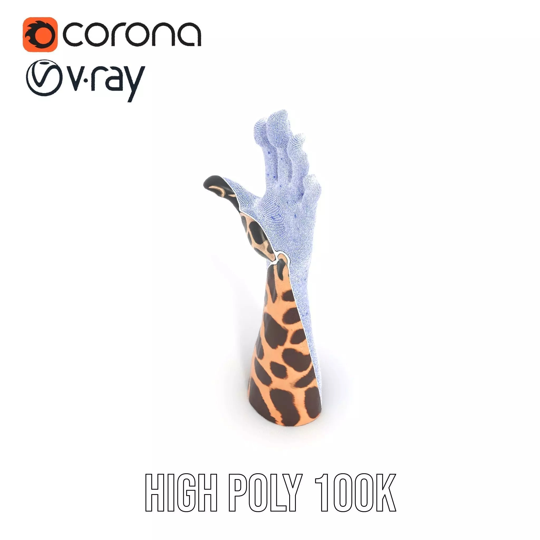 Giraffe Patterned Hand Model Pack Low-poly 3D model_31