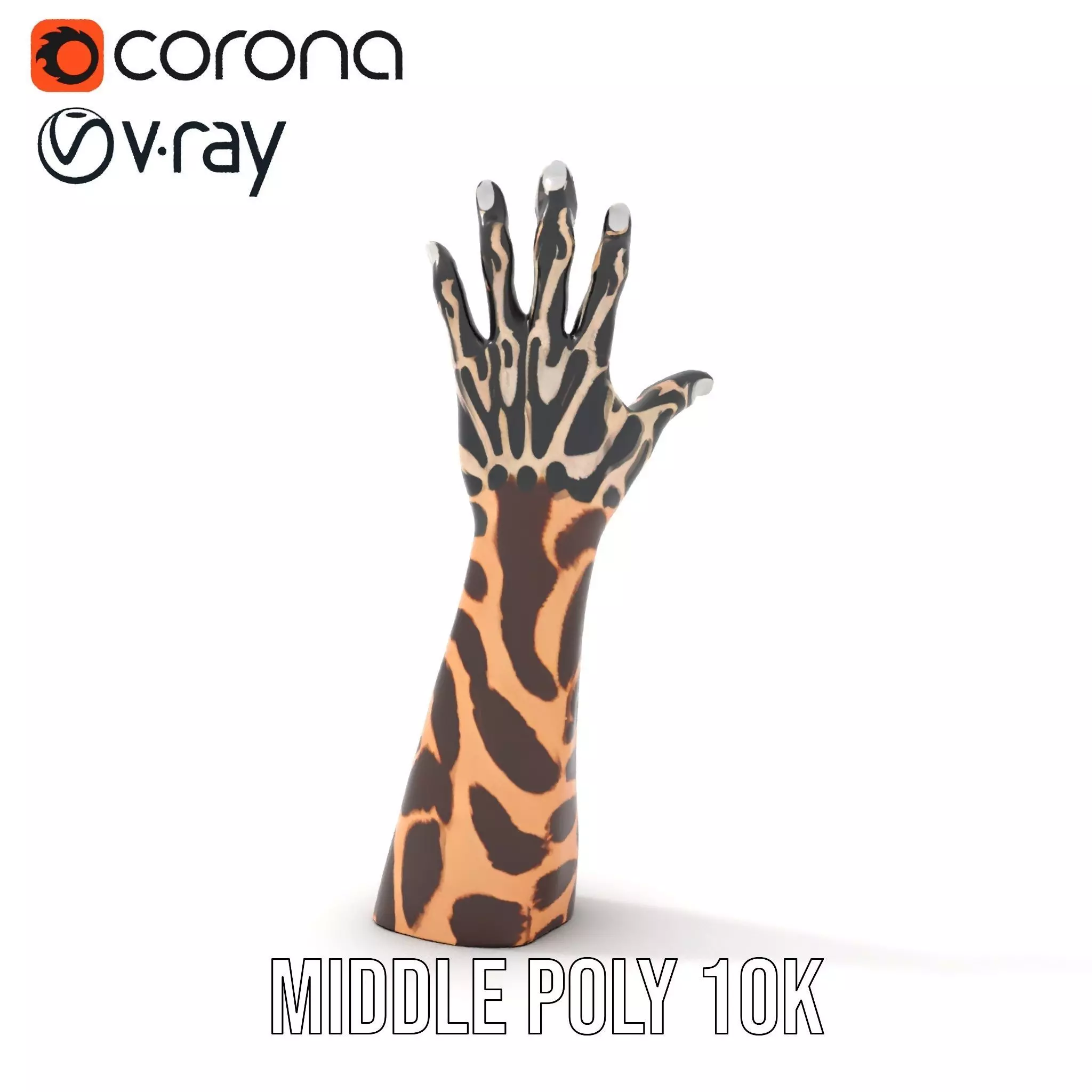 Giraffe Patterned Hand Model Pack Low-poly 3D model_29