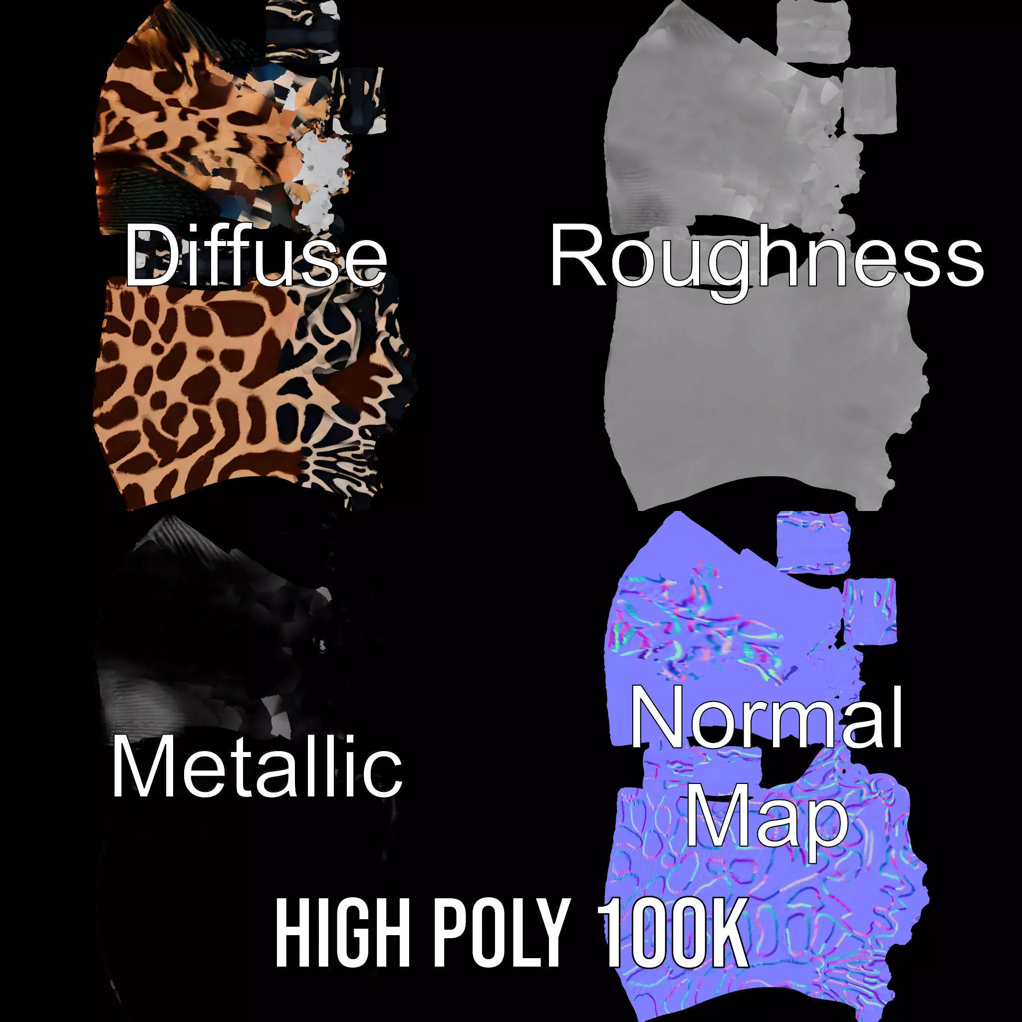 Giraffe Patterned Hand Model Pack Low-poly 3D model_3