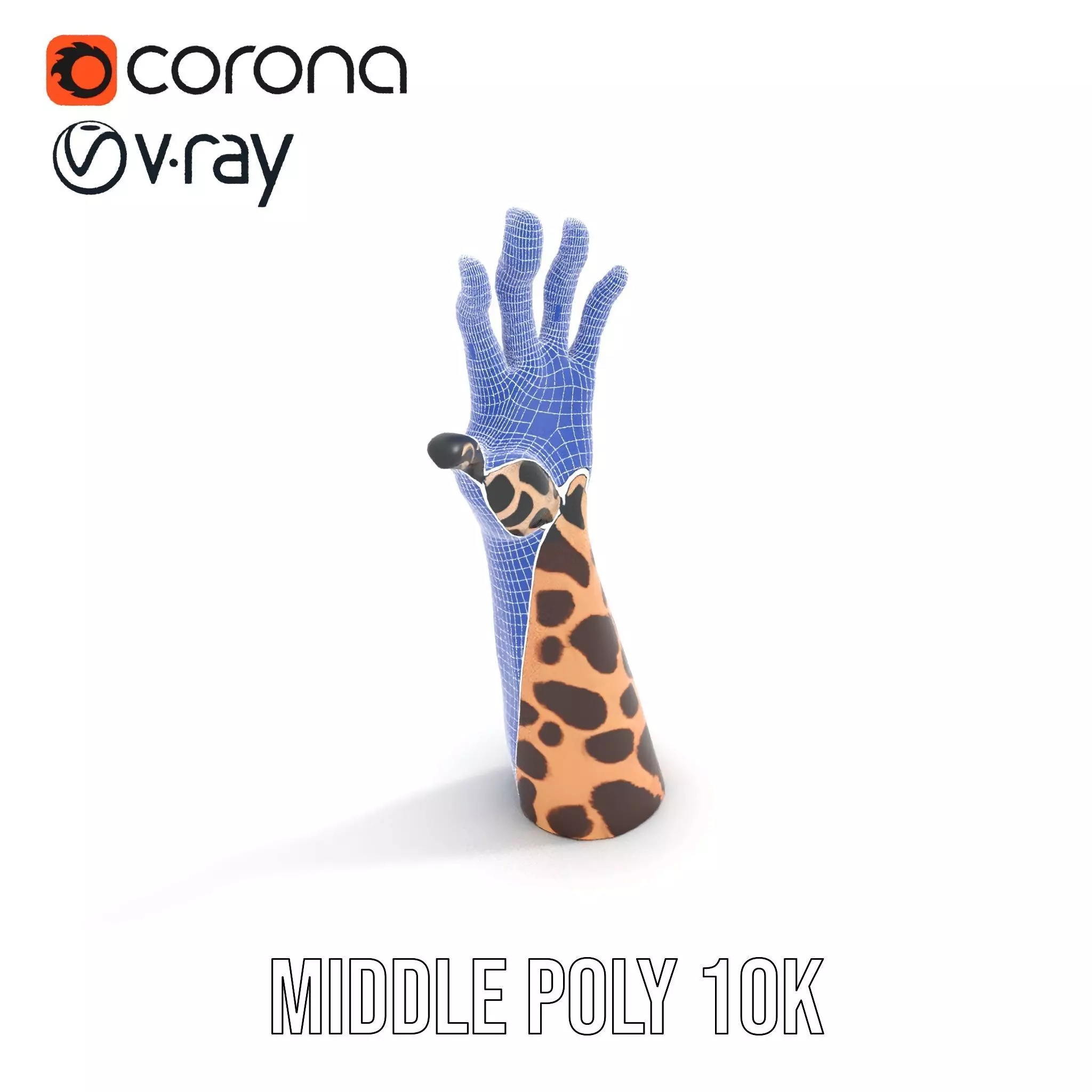 Giraffe Patterned Hand Model Pack Low-poly 3D model_20