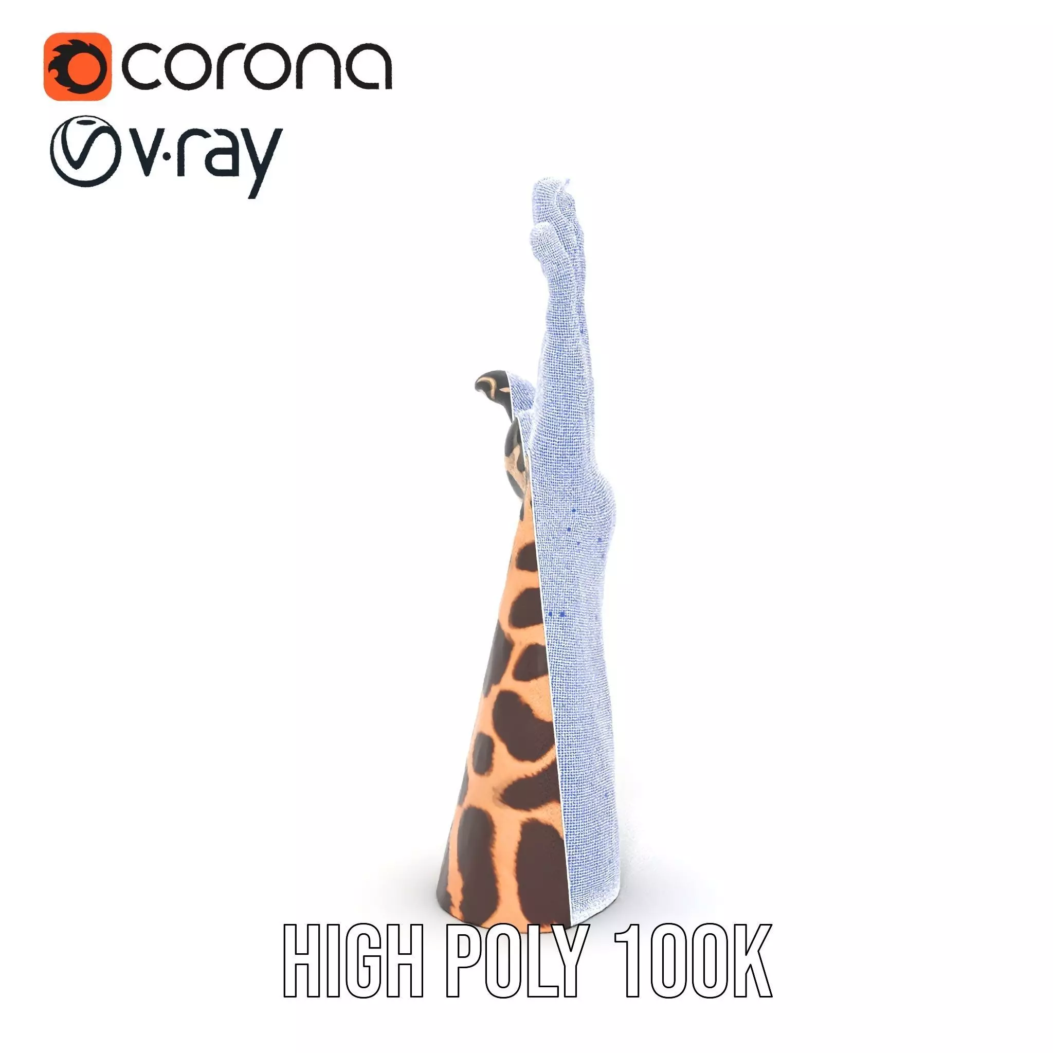 Giraffe Patterned Hand Model Pack Low-poly 3D model_32