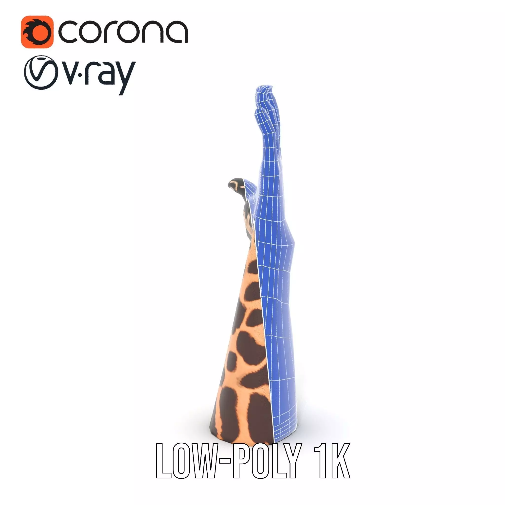 Giraffe Patterned Hand Model Pack Low-poly 3D model_11