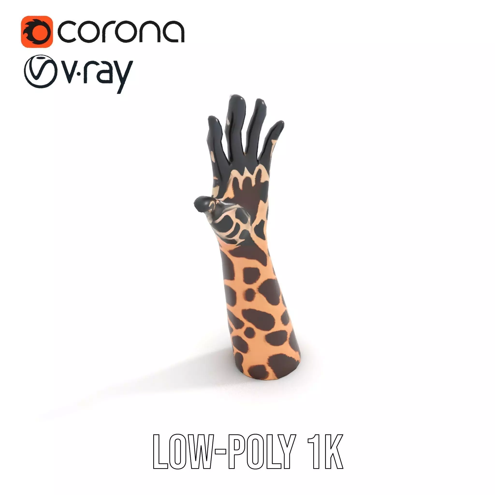 Giraffe Patterned Hand Model Pack Low-poly 3D model_18