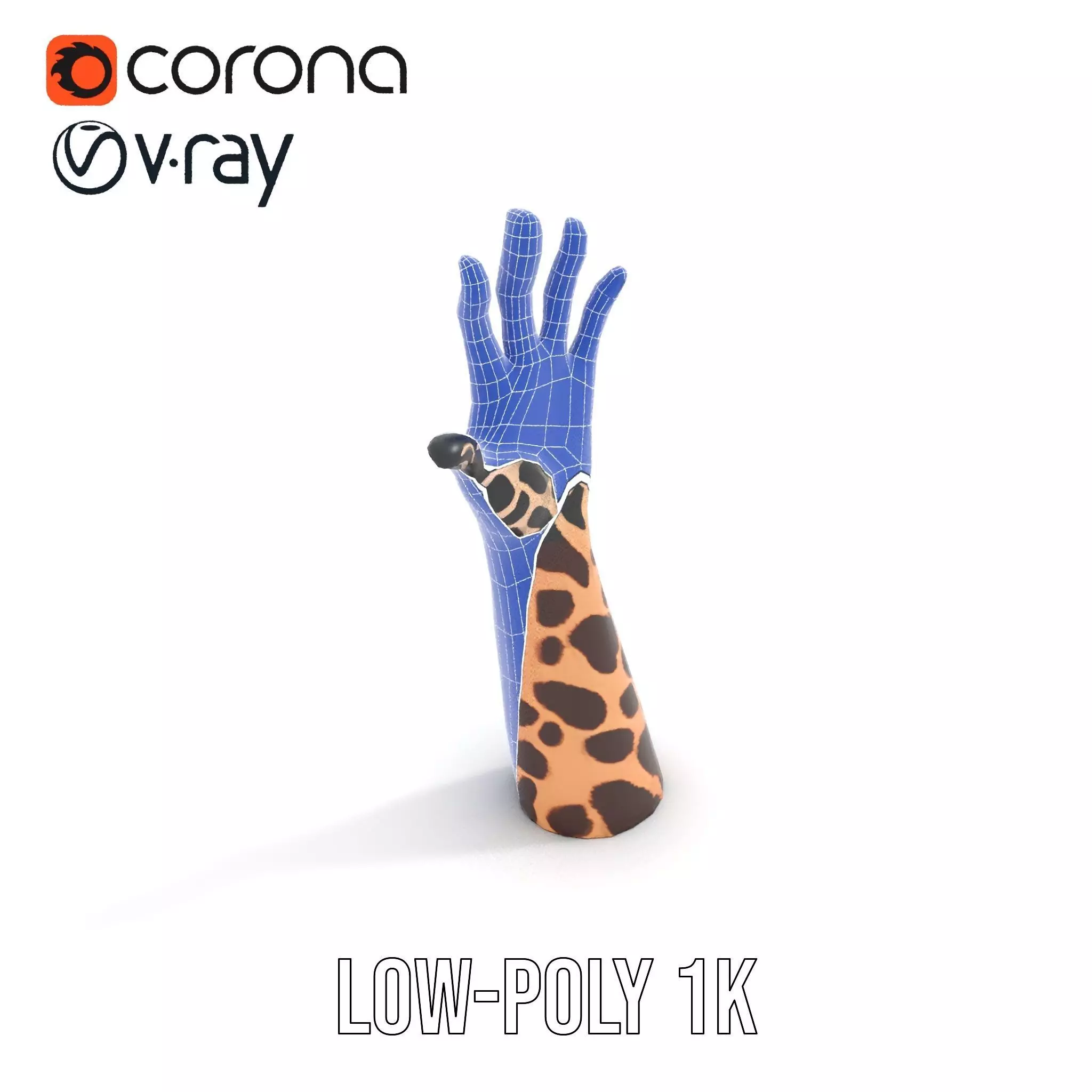 Giraffe Patterned Hand Model Pack Low-poly 3D model_8