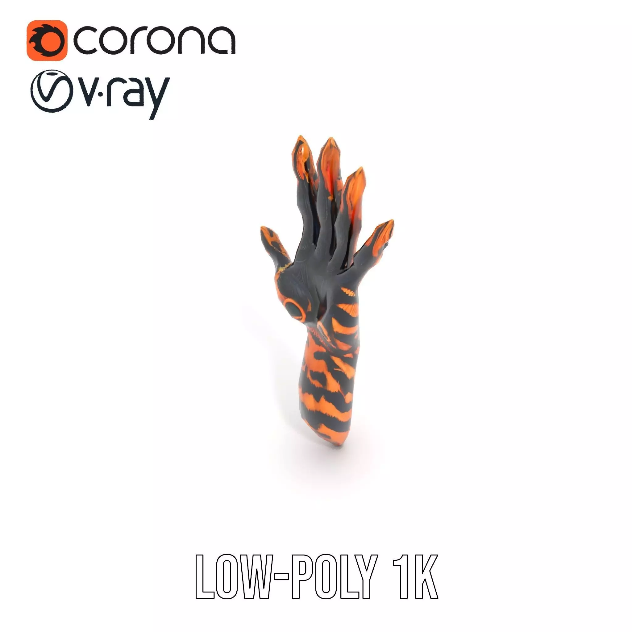 Fantasy Creature Hand Model Pack with Textured Claws Low-poly 3D model_18