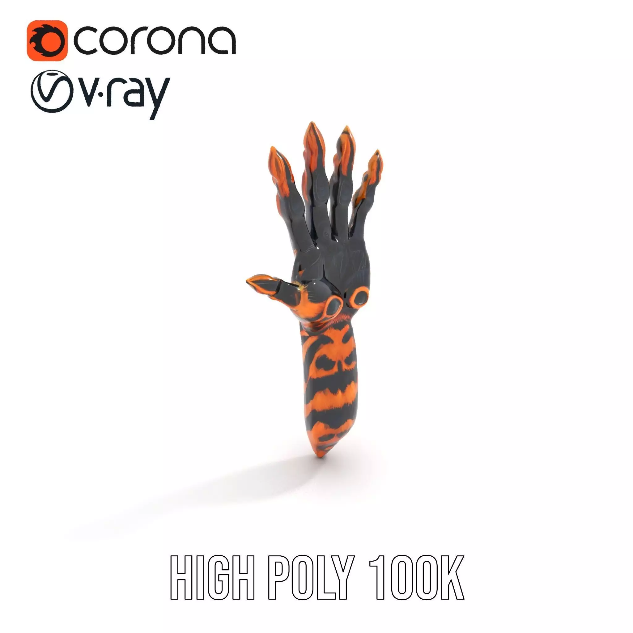 Fantasy Creature Hand Model Pack with Textured Claws Low-poly 3D model_16