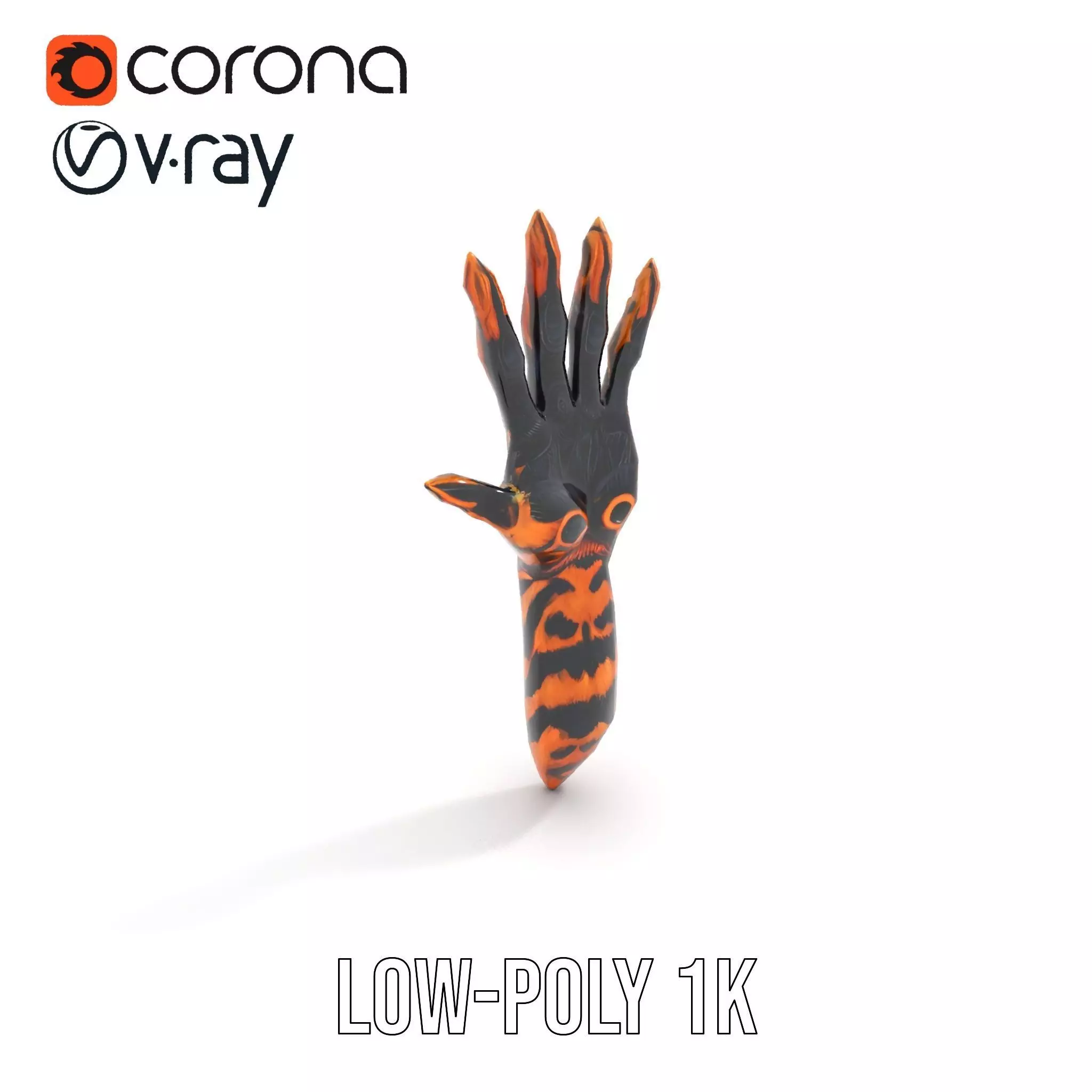 Fantasy Creature Hand Model Pack with Textured Claws Low-poly 3D model_8
