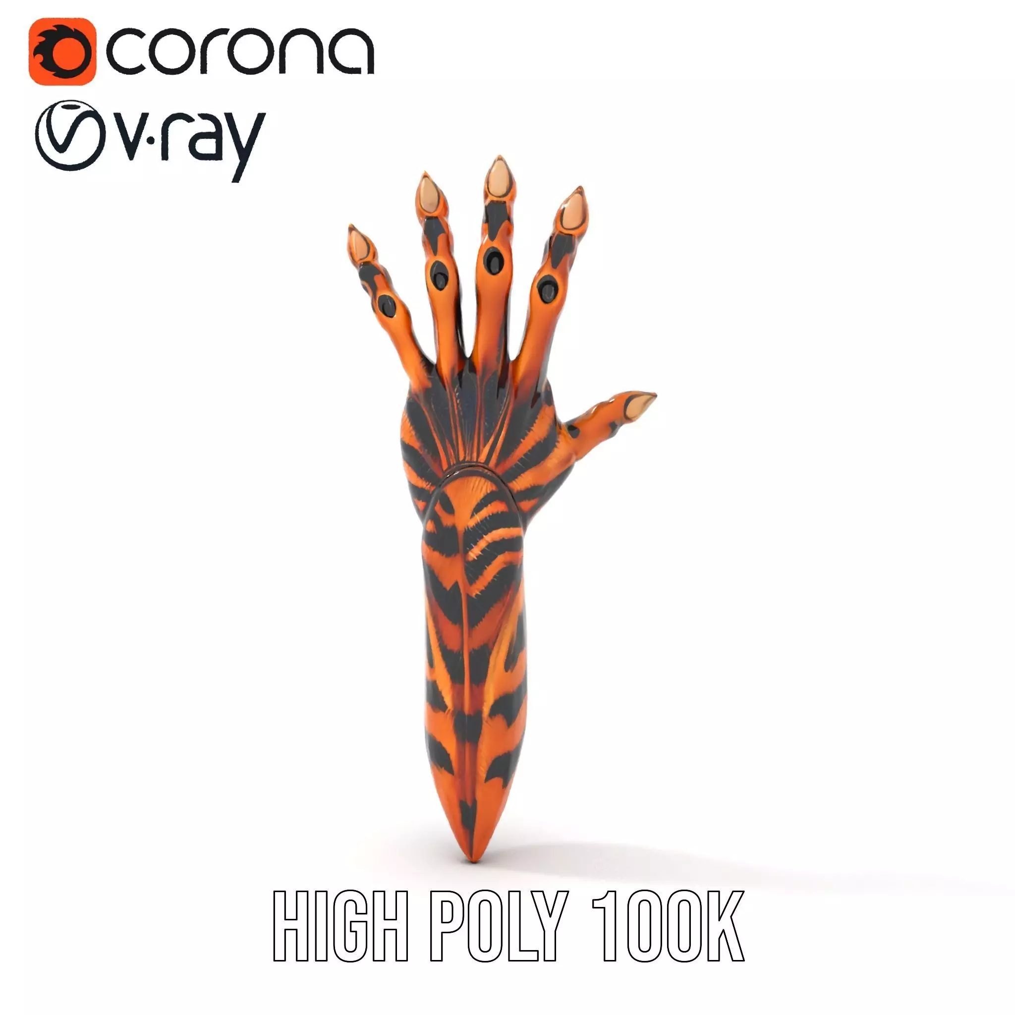 Fantasy Creature Hand Model Pack with Textured Claws Low-poly 3D model_30