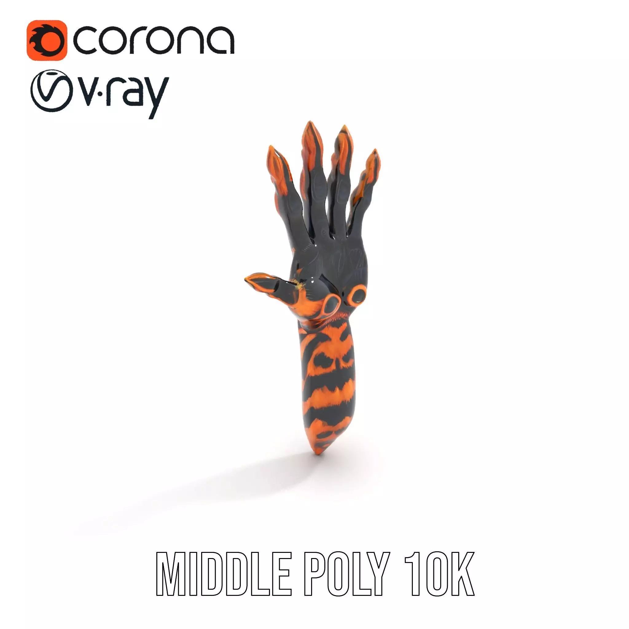 Fantasy Creature Hand Model Pack with Textured Claws Low-poly 3D model_17