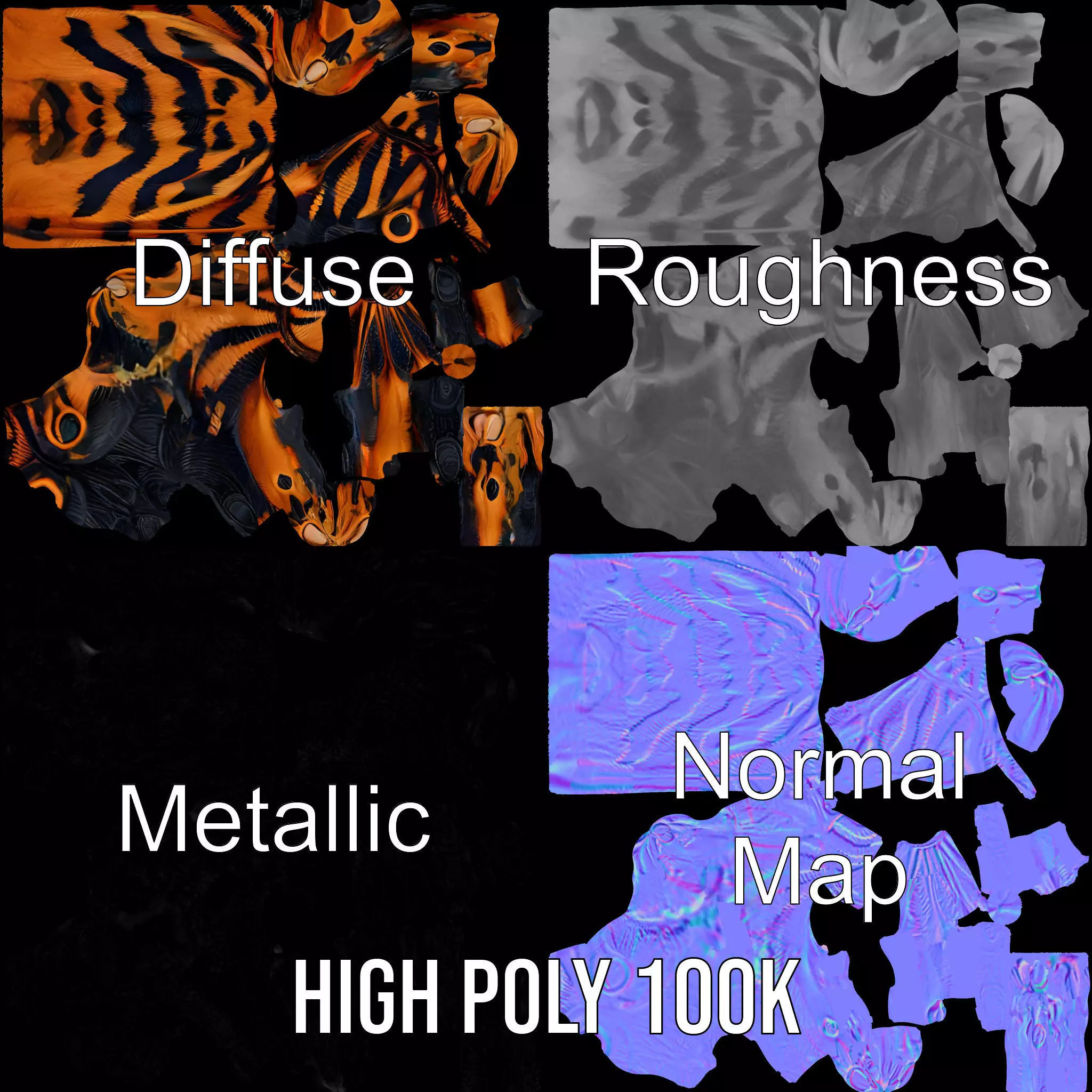 Fantasy Creature Hand Model Pack with Textured Claws Low-poly 3D model_4