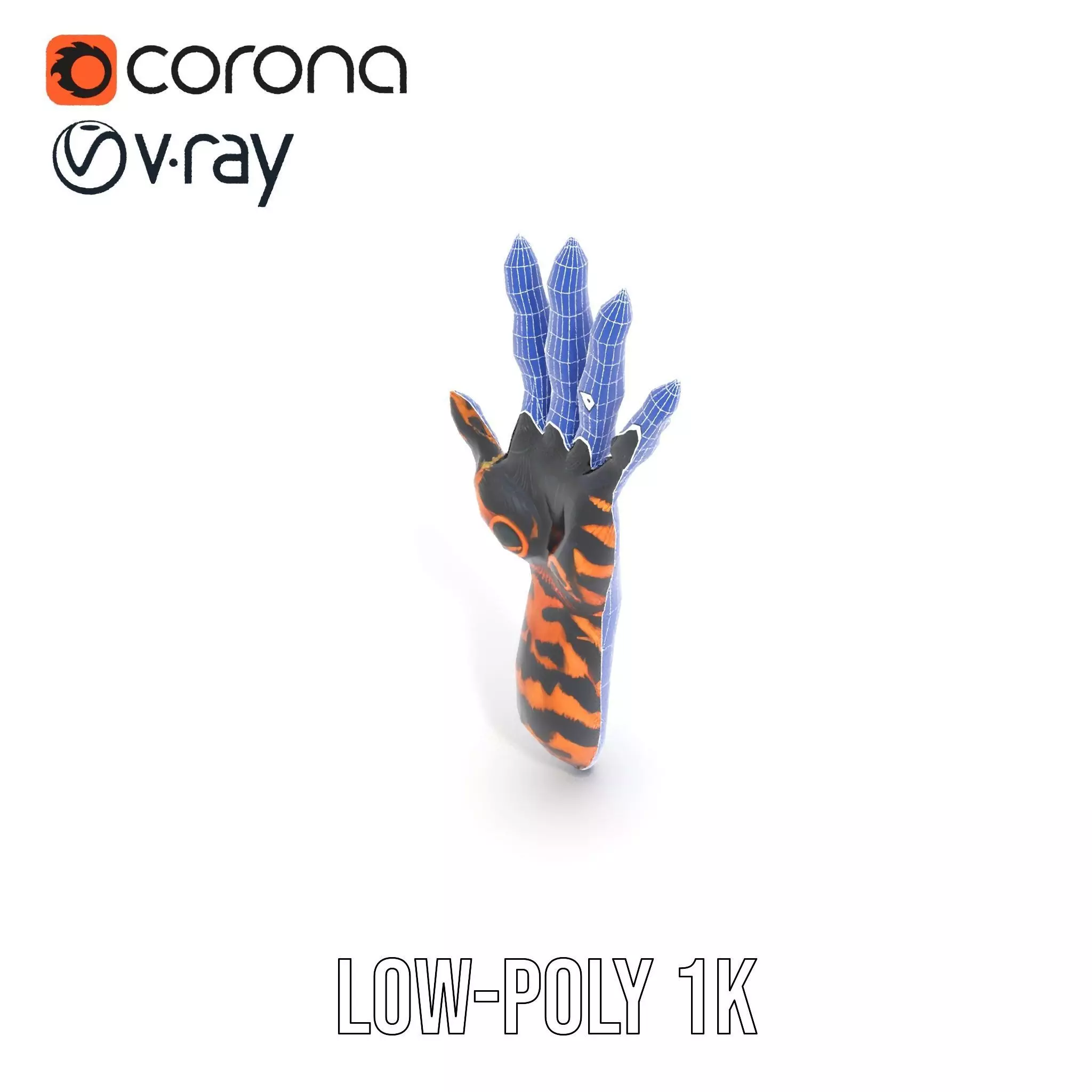 Fantasy Creature Hand Model Pack with Textured Claws Low-poly 3D model_12