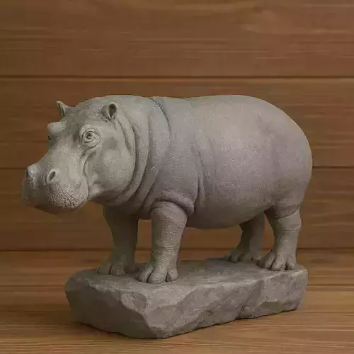 Hippo On Rock 3D print model