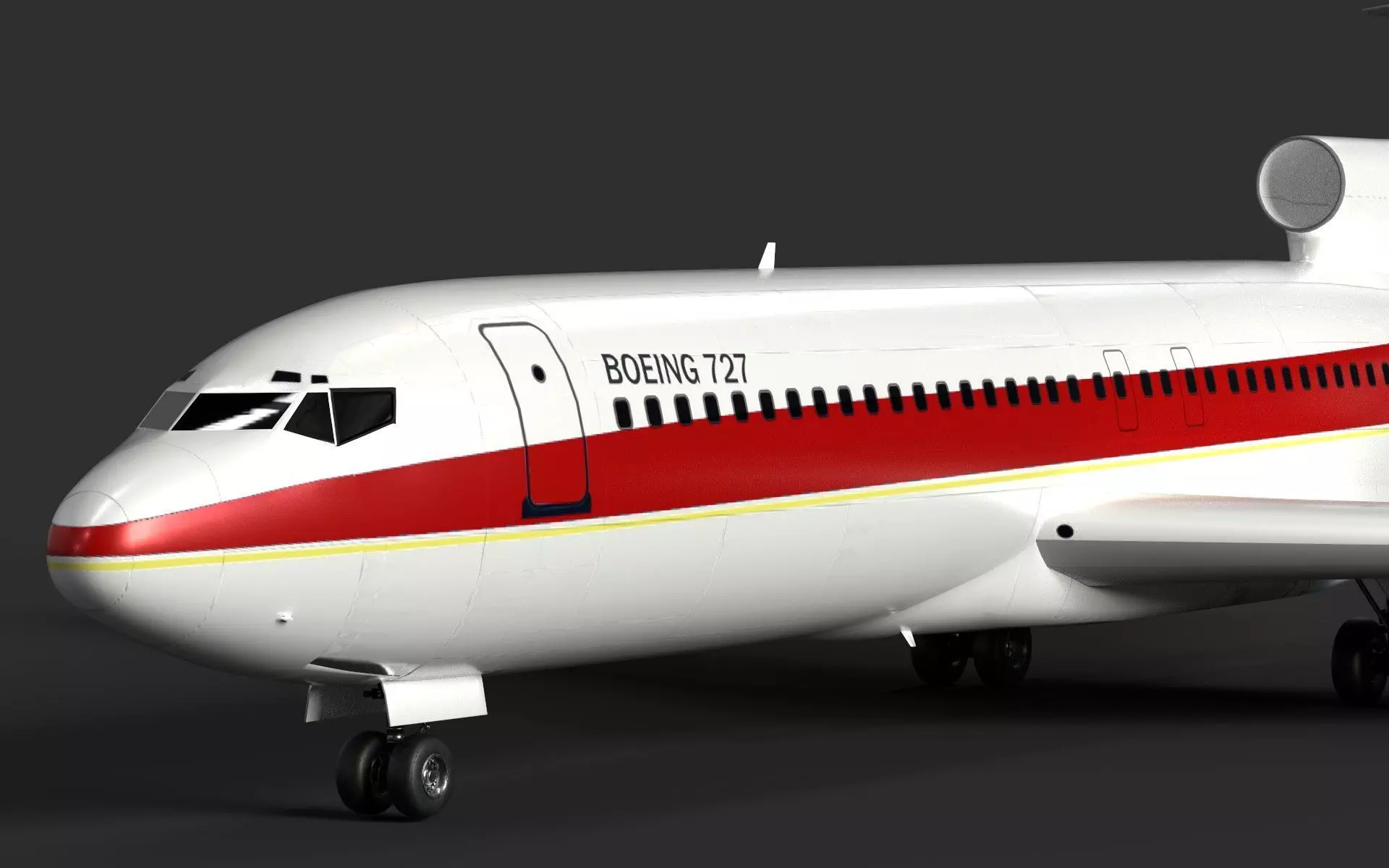 Boeing 727 High Quality Detailed 3D Model Low-poly 3D model_5