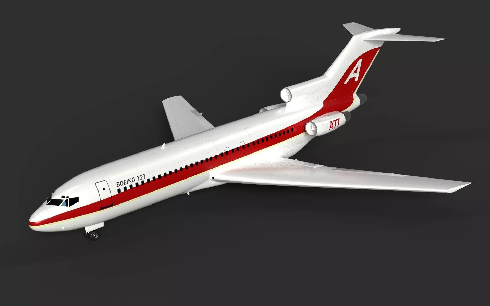 Boeing 727 High Quality Detailed 3D Model Low-poly 3D model_1