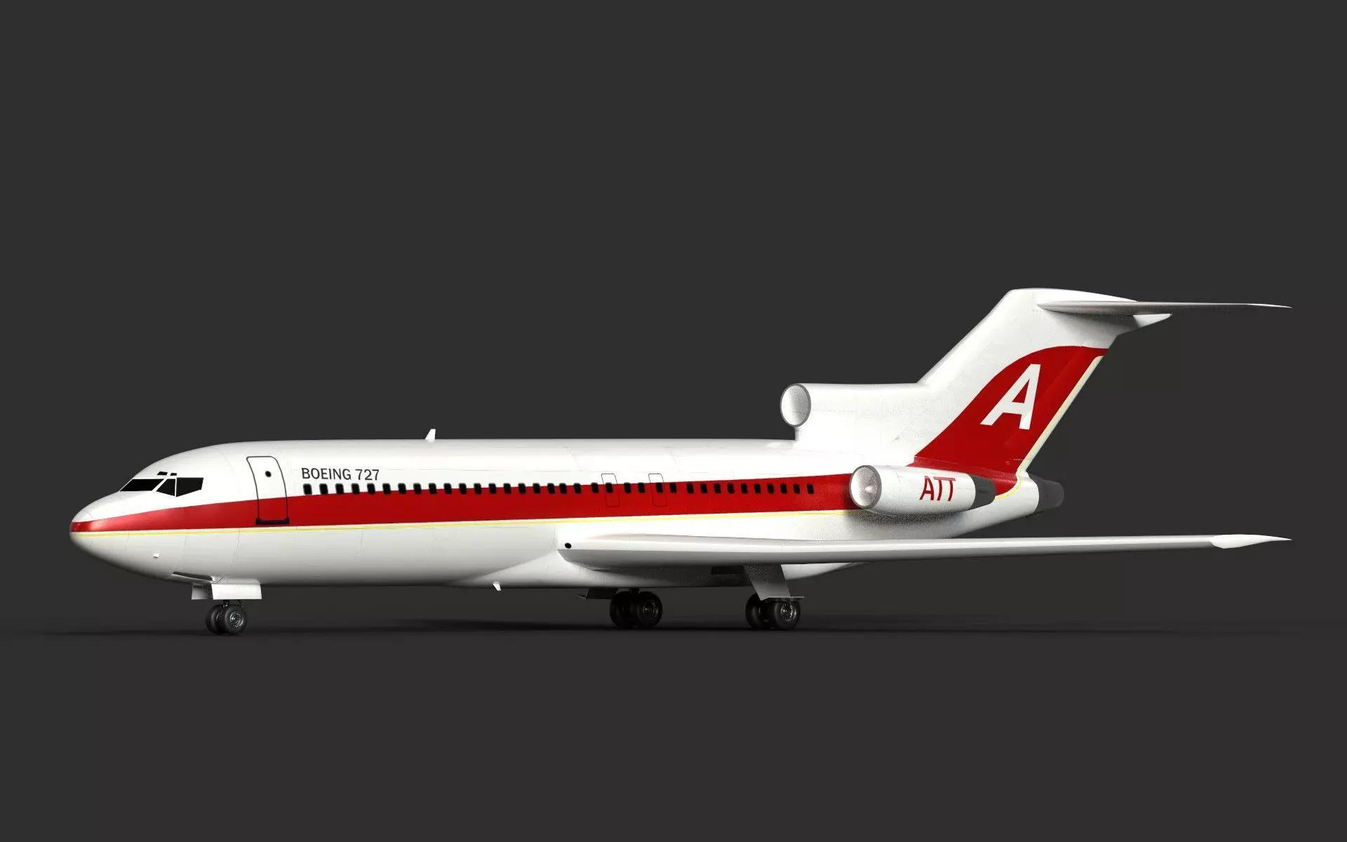 Boeing 727 High Quality Detailed 3D Model Low-poly 3D model_0