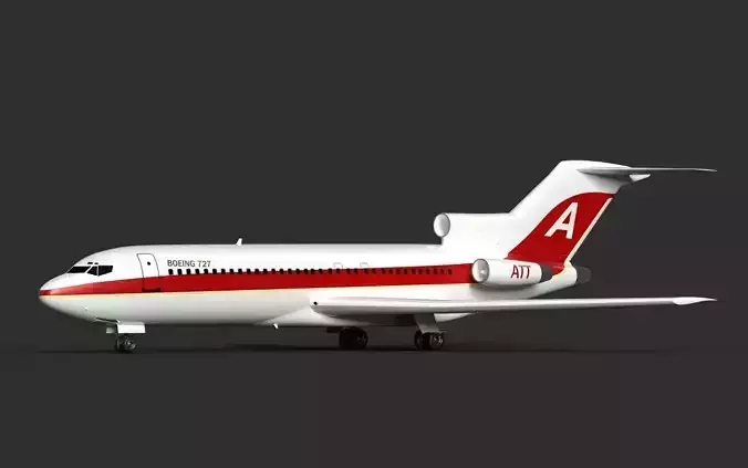 Boeing 727   High Quality Detailed 3D Model    Low-poly 3D model