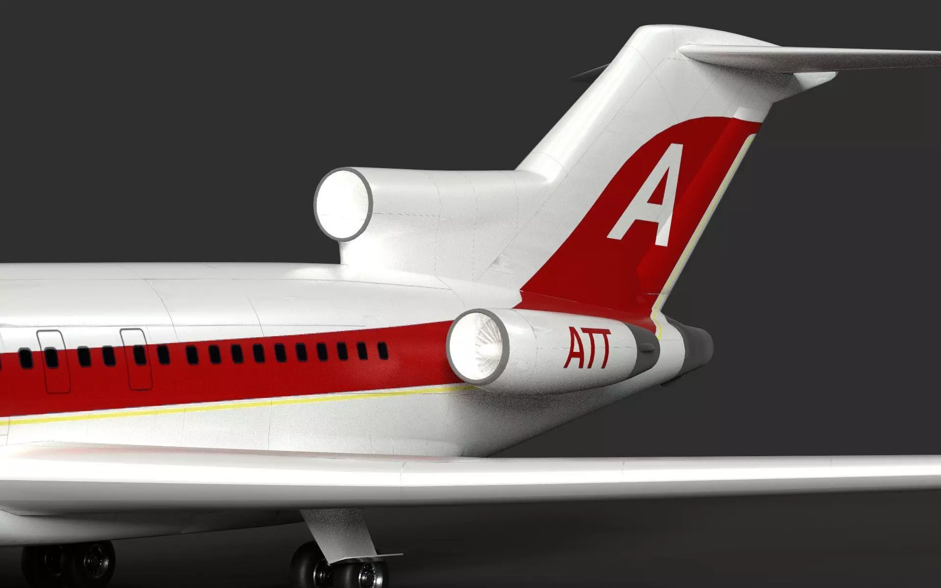 Boeing 727 High Quality Detailed 3D Model Low-poly 3D model_6
