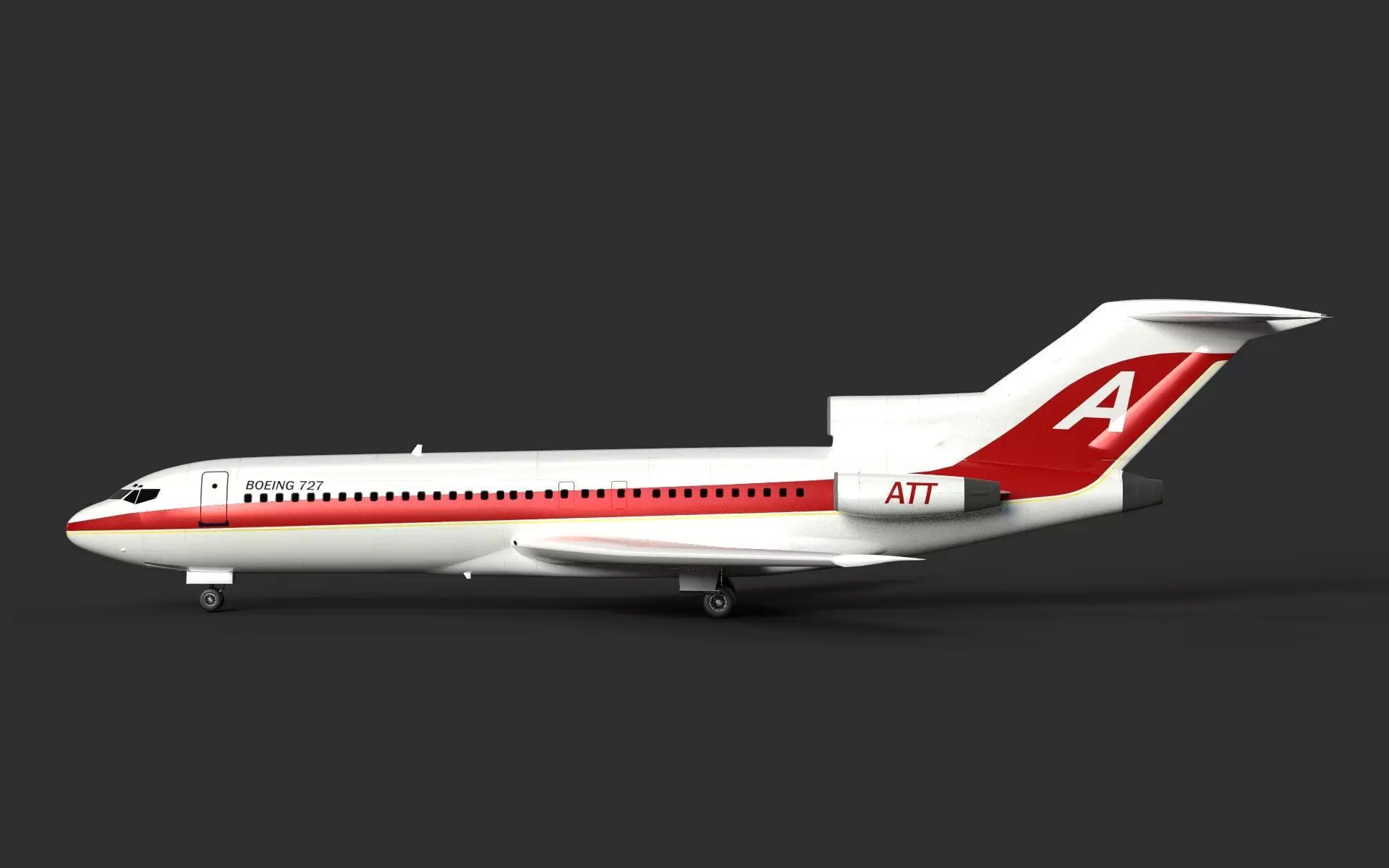Boeing 727 High Quality Detailed 3D Model Low-poly 3D model_2
