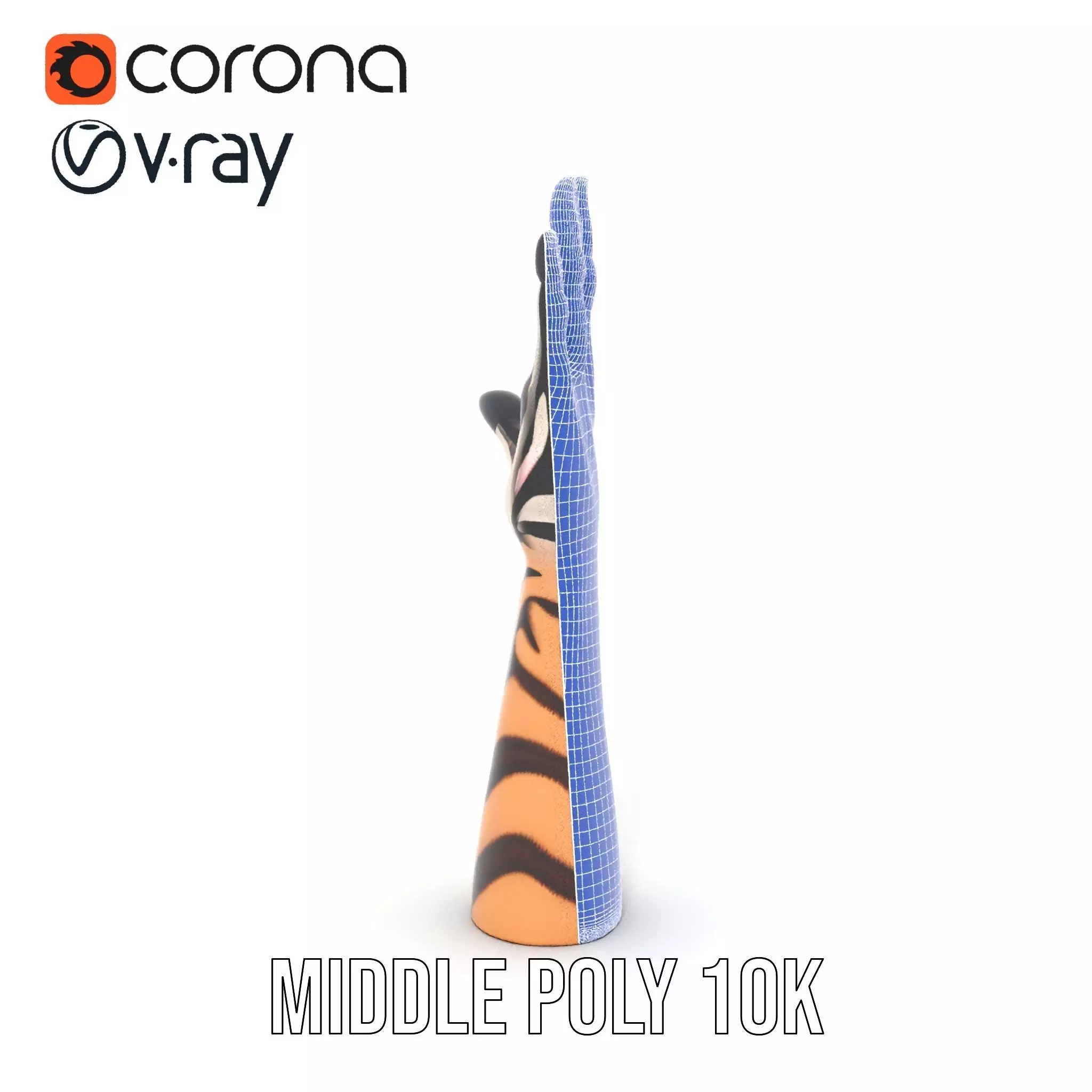 Tattooed Hand Model Pack with Zebra Pattern Design Low-poly 3D model_30