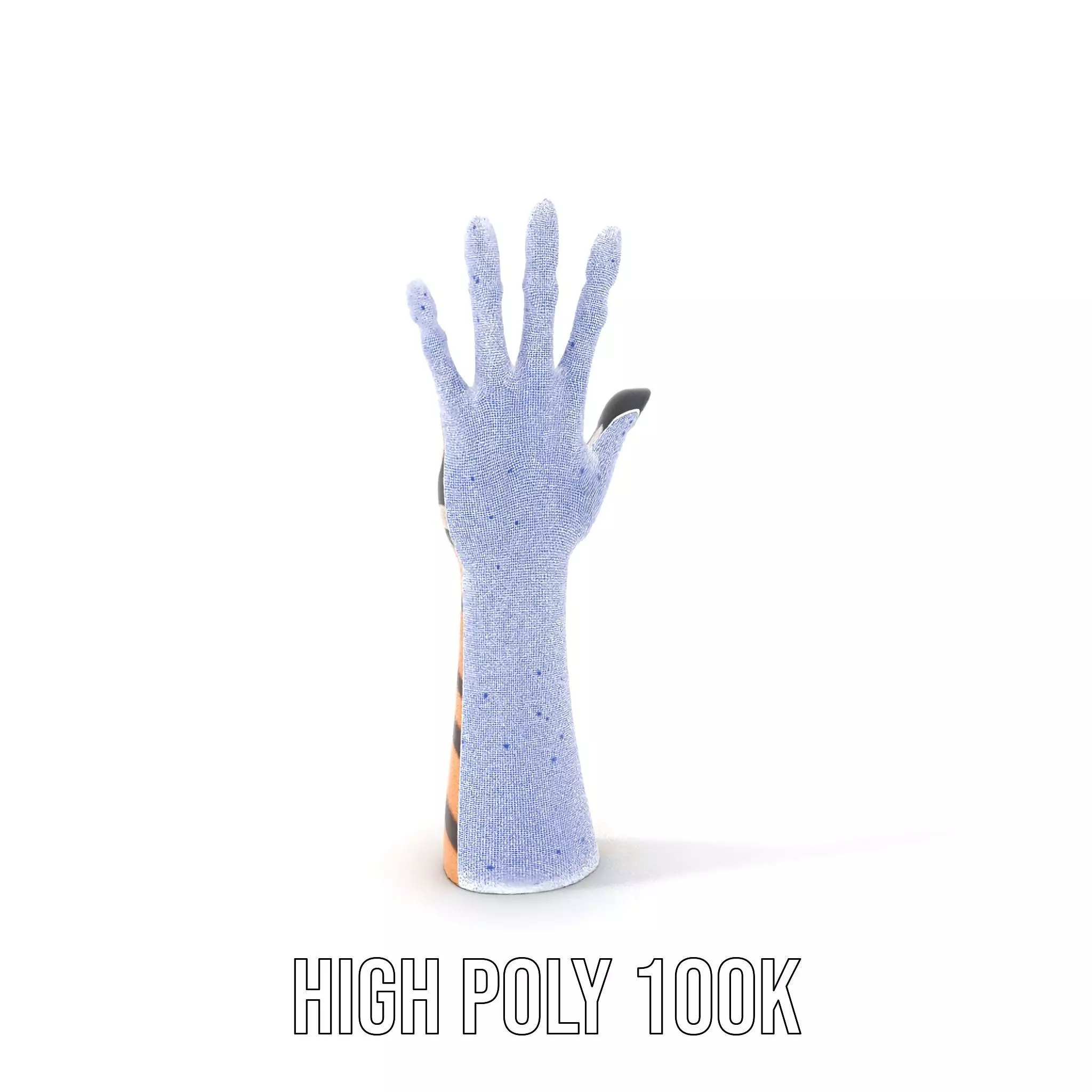 Tattooed Hand Model Pack with Zebra Pattern Design Low-poly 3D model_5