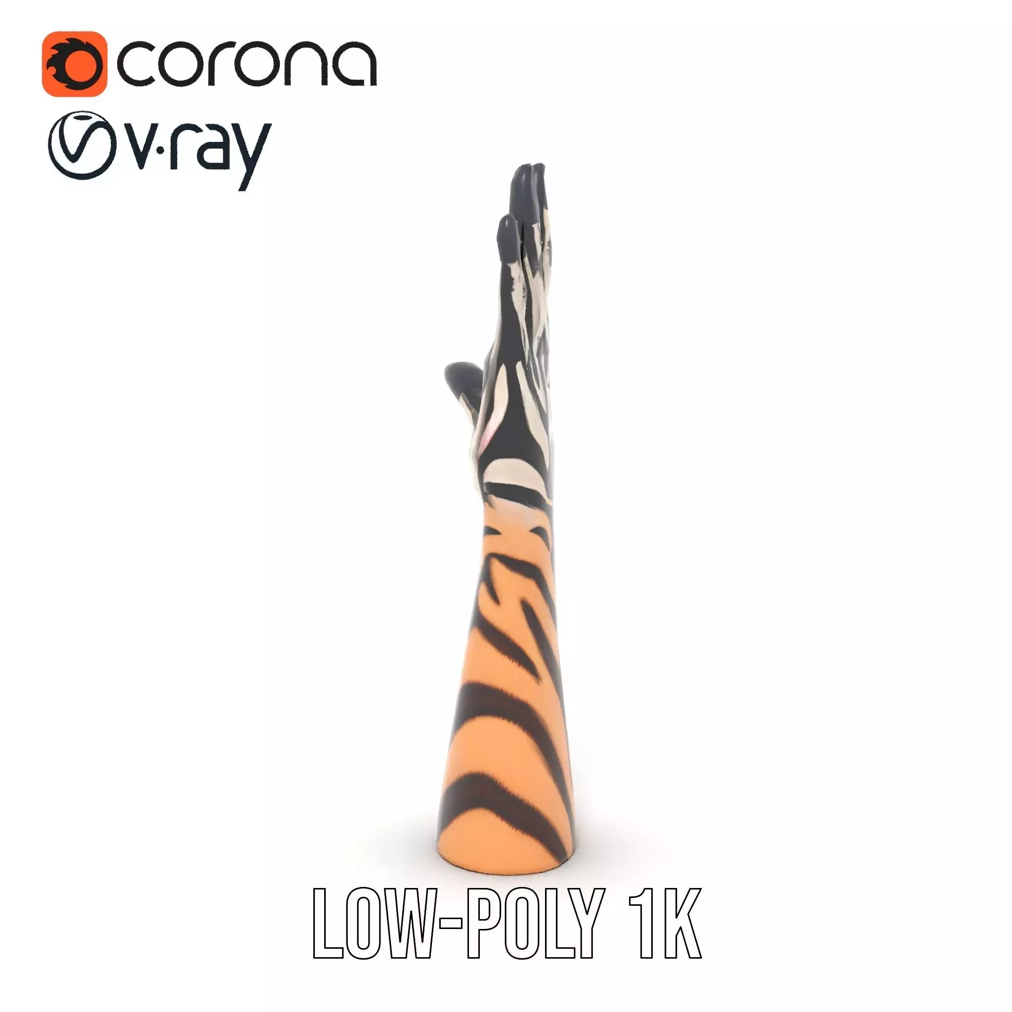 Tattooed Hand Model Pack with Zebra Pattern Design Low-poly 3D model_9