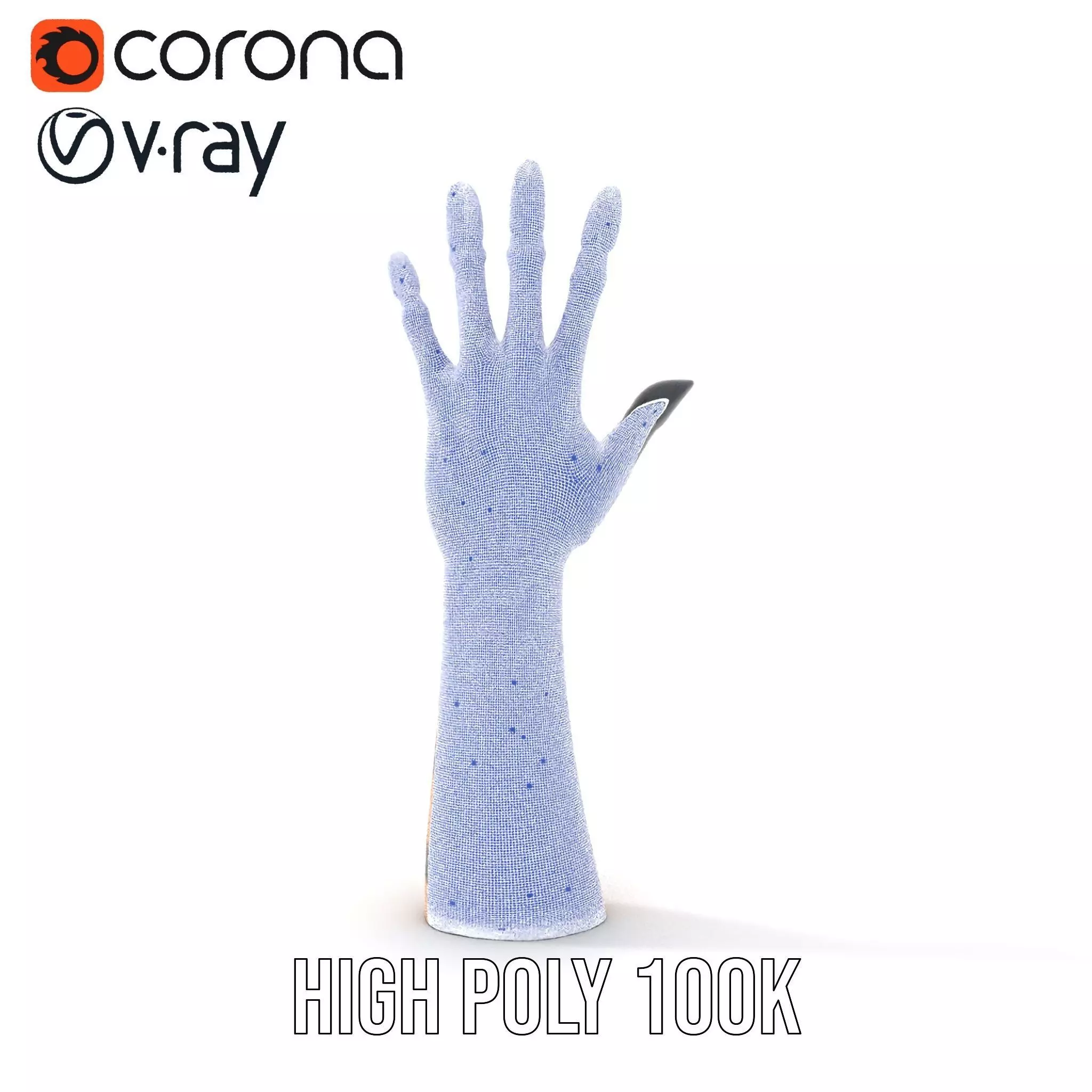 Tattooed Hand Model Pack with Zebra Pattern Design Low-poly 3D model_33