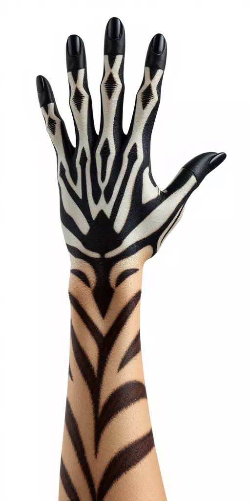 Tattooed Hand Model Pack with Zebra Pattern Design Low-poly 3D model_3