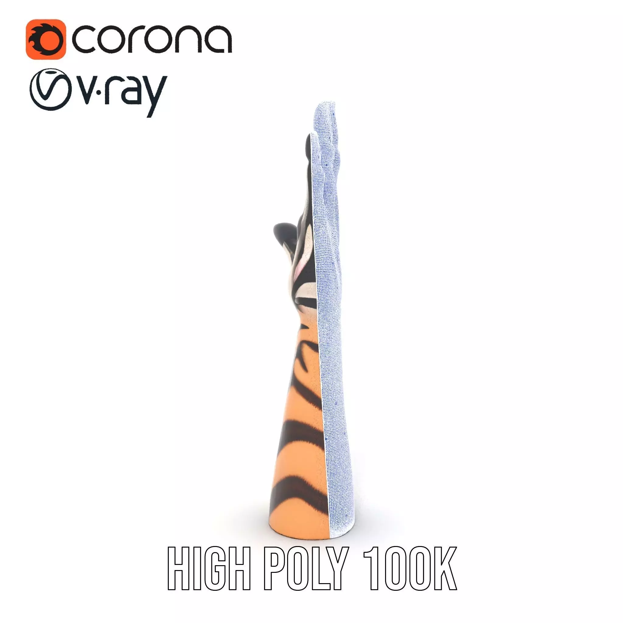 Tattooed Hand Model Pack with Zebra Pattern Design Low-poly 3D model_32