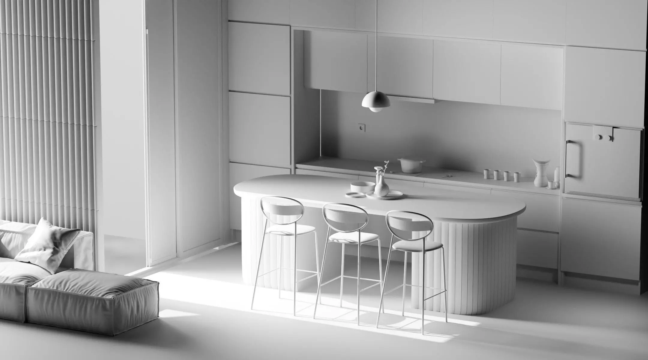 Scandinavian Living Room Kitchen blender 3d Low-poly 3D model_6