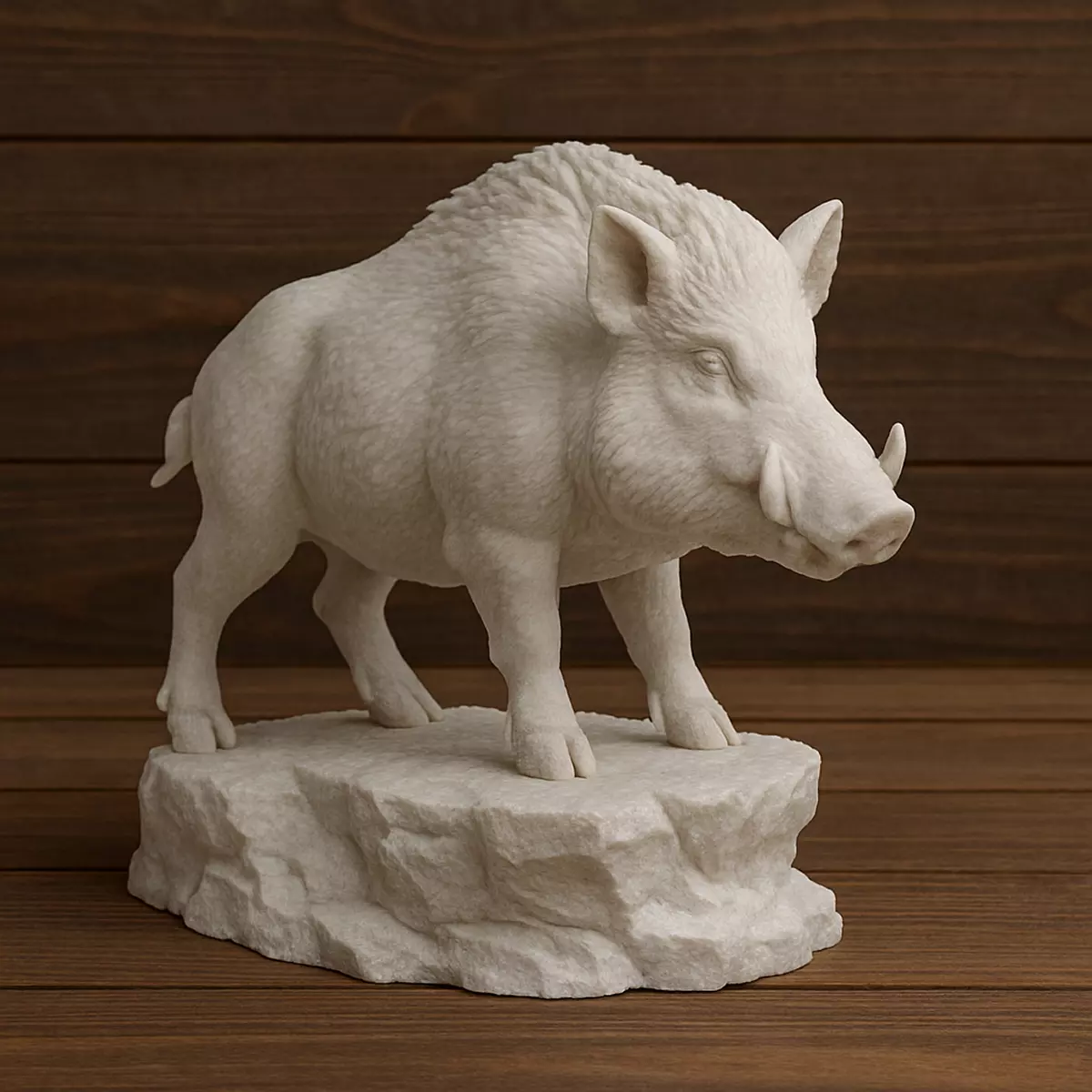 Wild Boar on Rock 3D print model_0