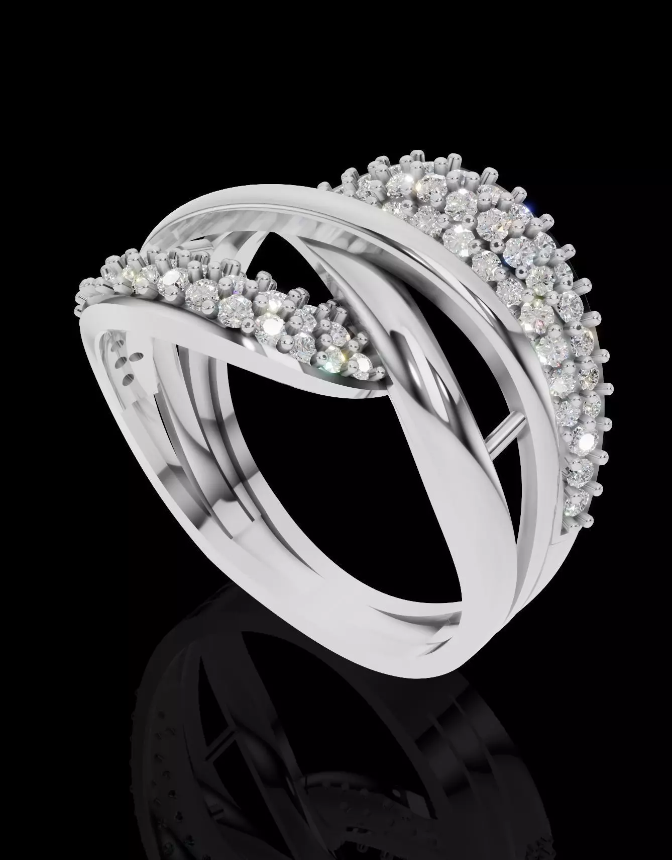 Radiant Crossover Diamond Ring 3D print model