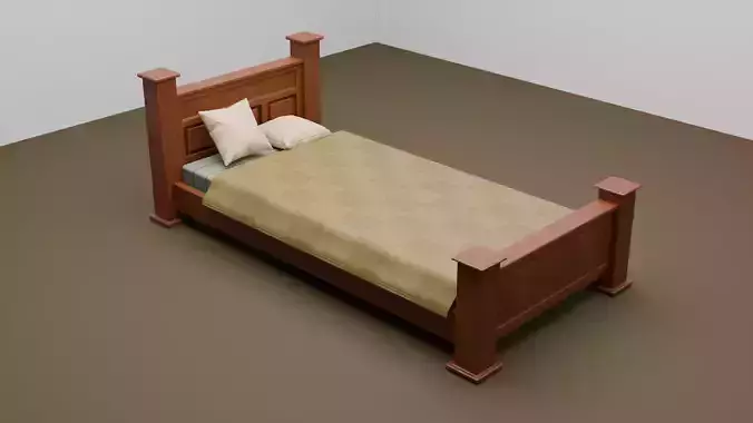 Wooden Bed with pillow