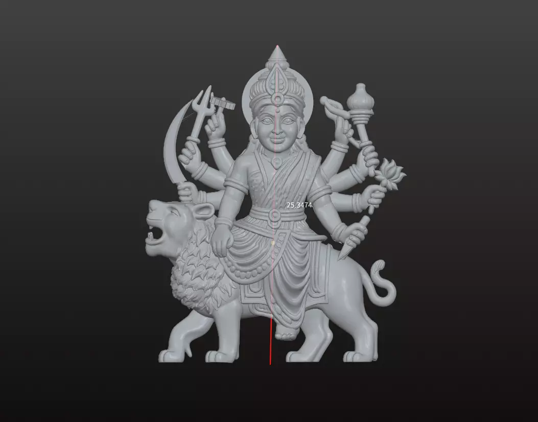 Durga Mata on Lion 3D Model 3D print model_0