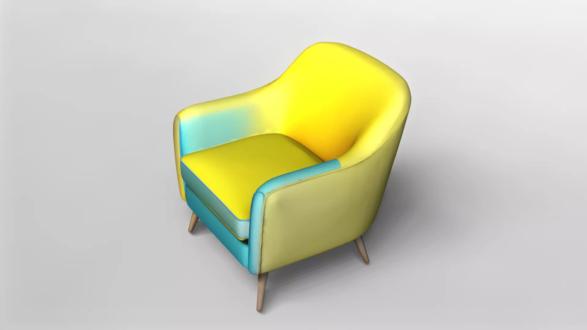 Modern Two-Tone Armchair with Wooden Legs 3D model_2