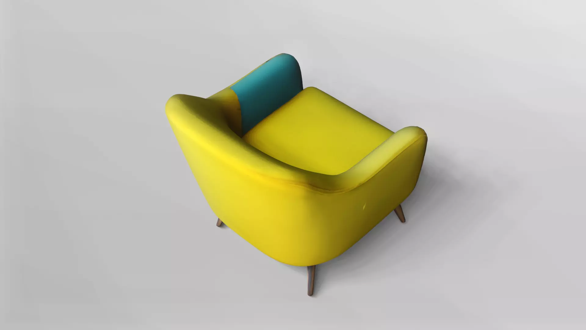 Modern Two-Tone Armchair with Wooden Legs 3D model_4