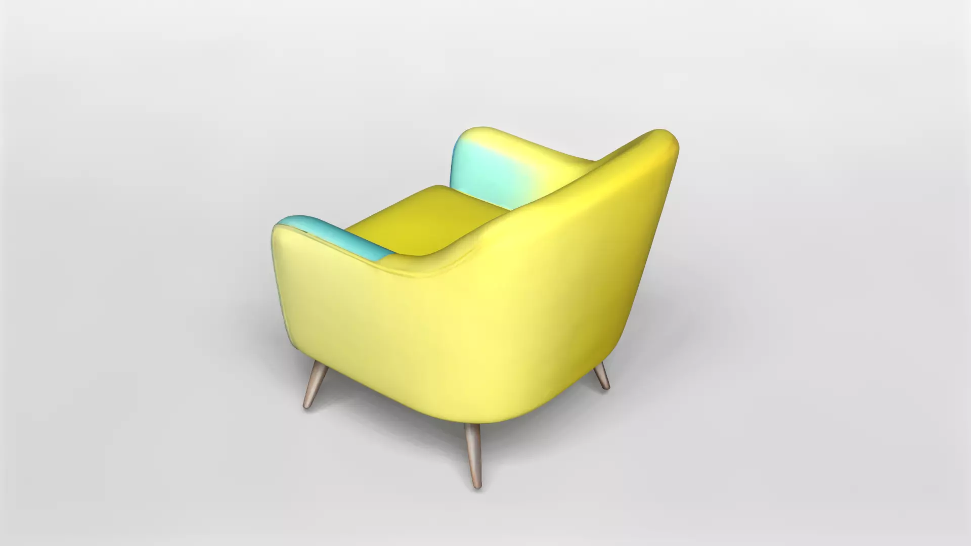 Modern Two-Tone Armchair with Wooden Legs 3D model_3