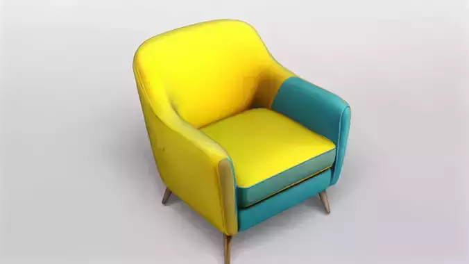 Modern Two-Tone Armchair with Wooden Legs