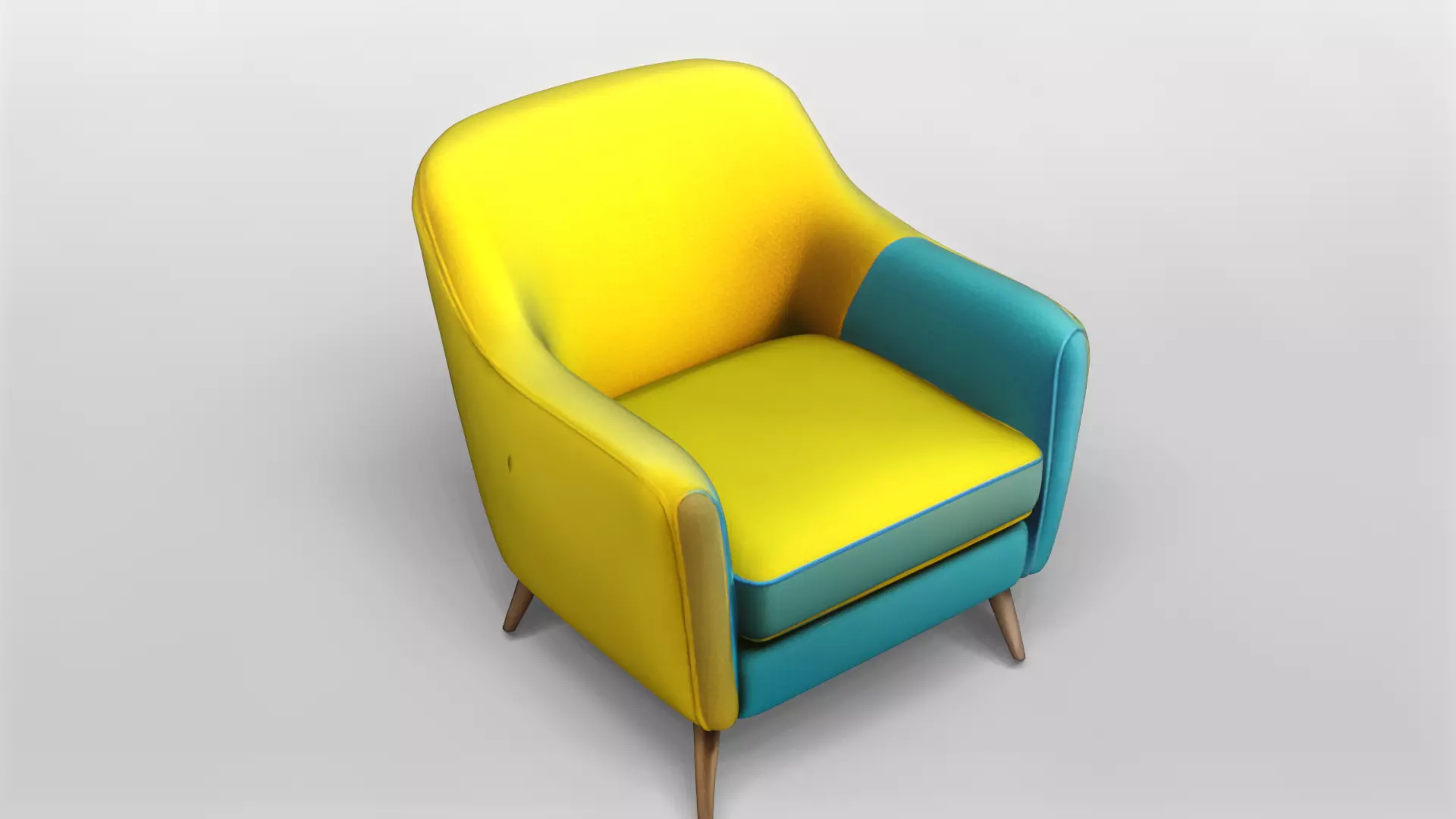 Modern Two-Tone Armchair with Wooden Legs 3D model_0