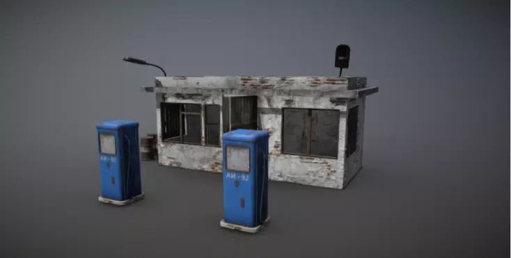 High-Resolution 3D Abandoned Gas Station Model 3D model_9