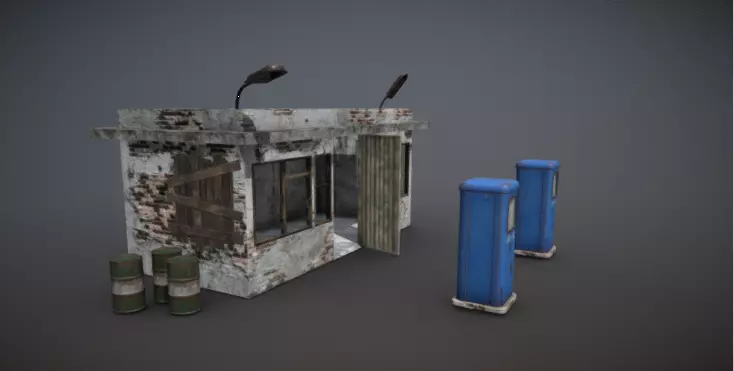 High-Resolution 3D Abandoned Gas Station Model 3D model_3