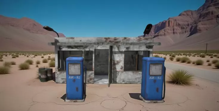 High-Resolution 3D Abandoned Gas Station Model 3D model_0
