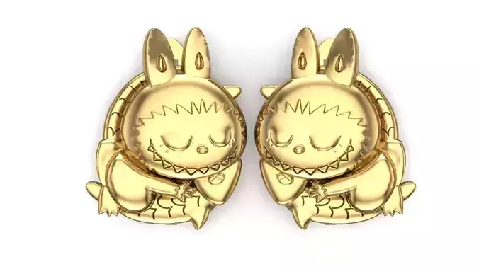 Earring Labubu with fish 3D print model