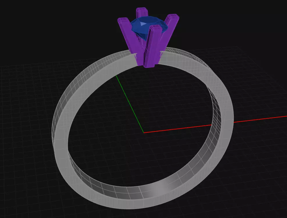 4 Prong Diamond Engagement Ring 3D print model_1