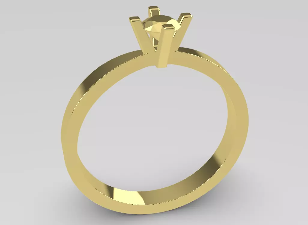 4 Prong Diamond Engagement Ring 3D print model_6