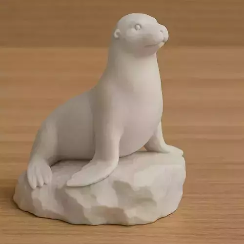 Sea Lion on Rock 3D print model