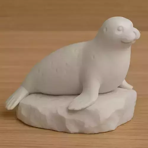 Harbour Seal on Rock 3D print model