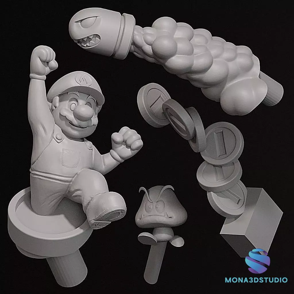 Game Boy Desk Stand with Mario Characters -Printable 3D STL 3D print model_4