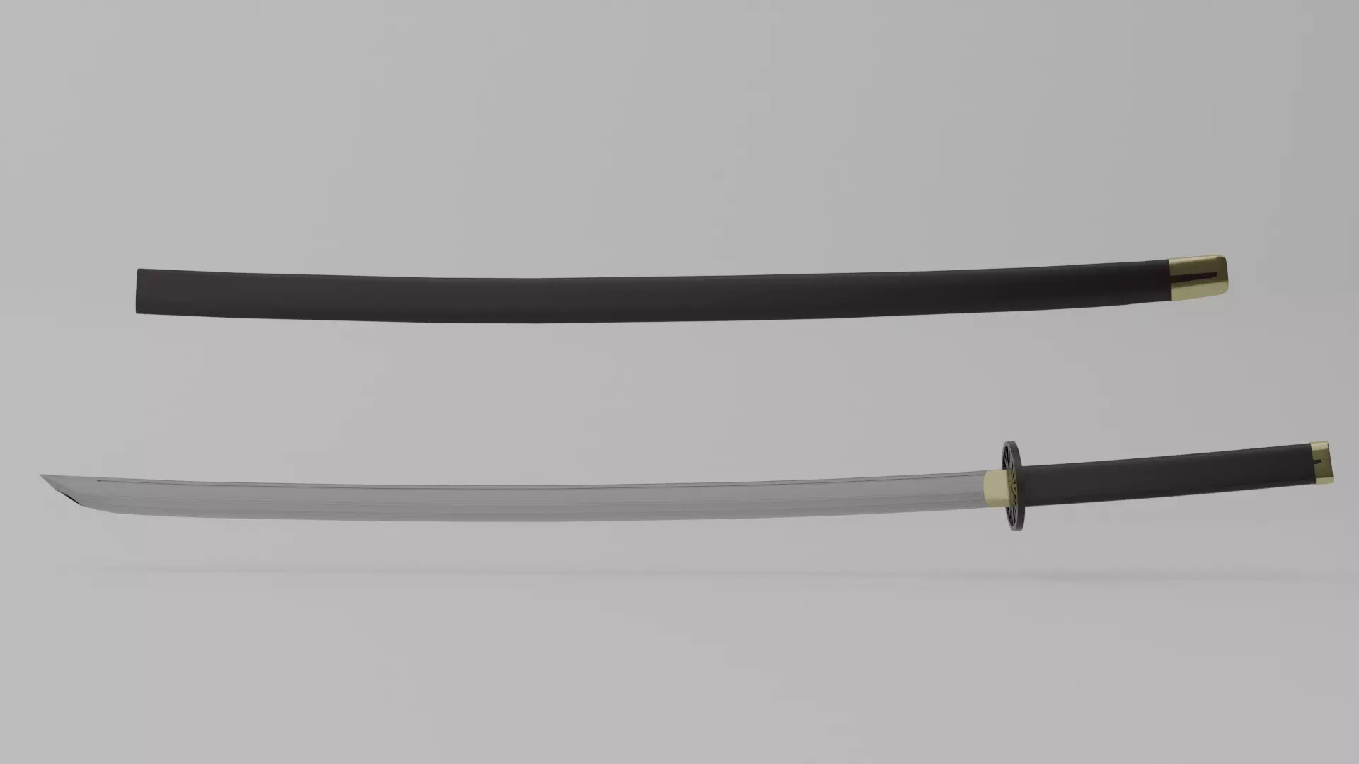 Black katana  Low-poly 3D model_1
