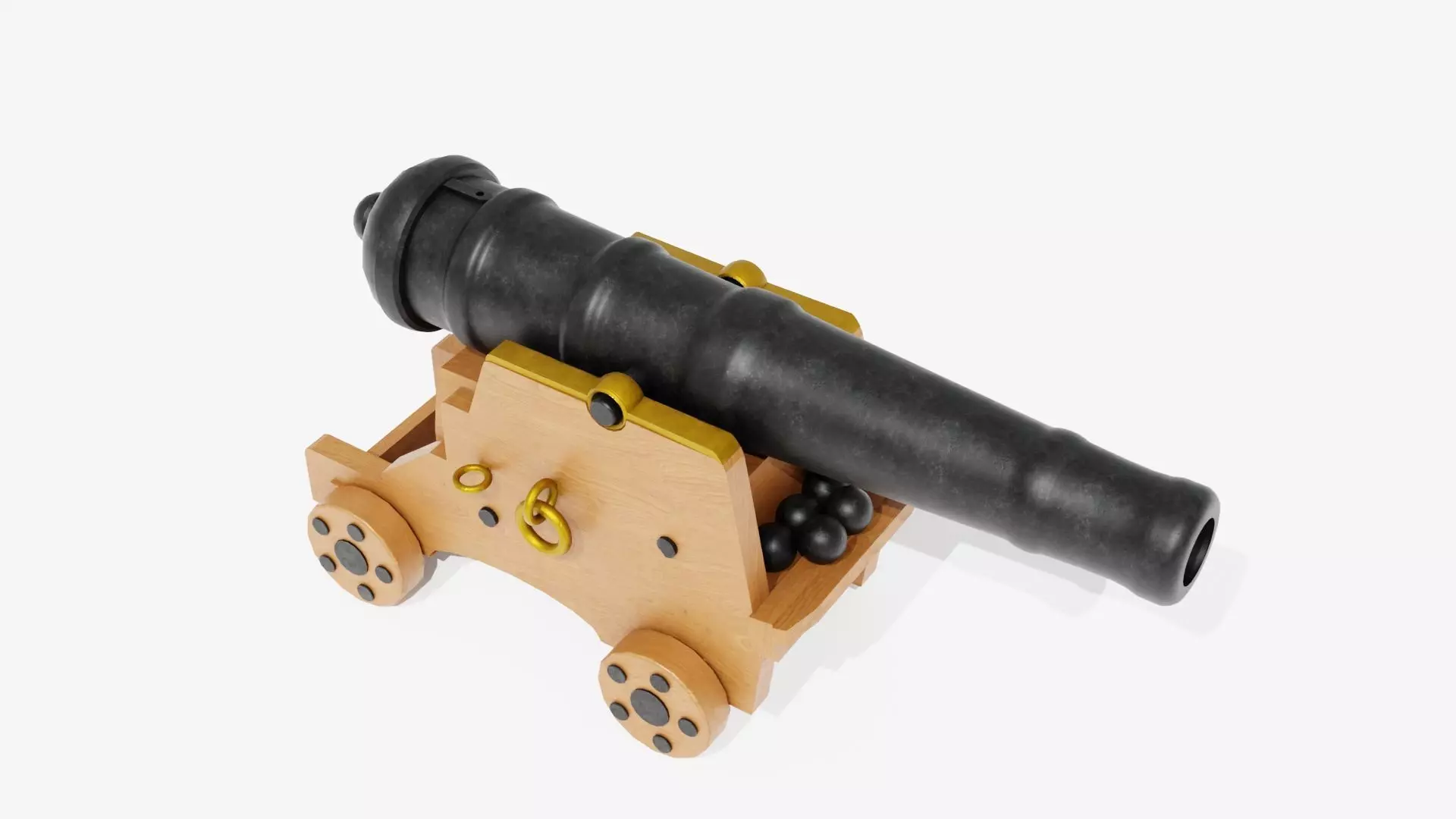 Cannon Gun Low-poly 3D model_2