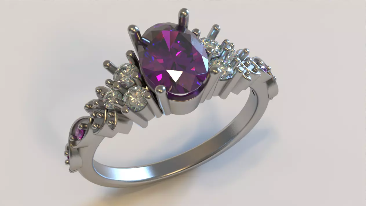 Engagement Ring with Multiple Stones 3D print model_1